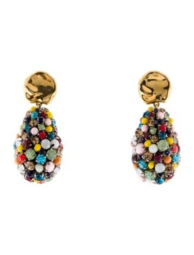 Pre-owned Lizzie Fortunato Crystal Roman Holiday Drop Earrings In Multi