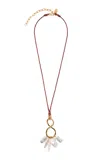 Lizzie Fortunato Cursive Pearl Necklace In Gold