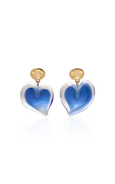 Lizzie Fortunato Dali Heart Earrings In Blue