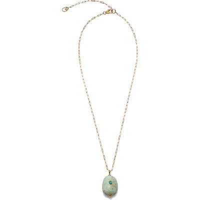 Lizzie Fortunato Darya Turquoise Pendant Necklace In Metallic