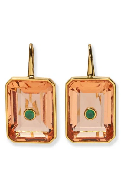 Lizzie Fortunato Emerald Cut Tile Earrings In Gold