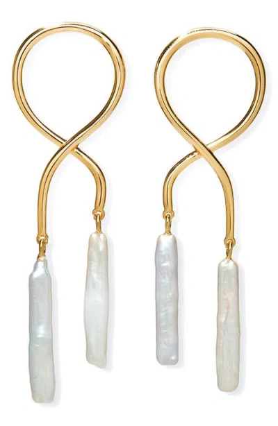 Lizzie Fortunato Etienne Stick Pearl Drop Earrings In Gold
