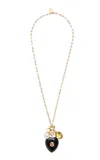 Lizzie Fortunato Eugenia Heart Lariat Necklace In Black