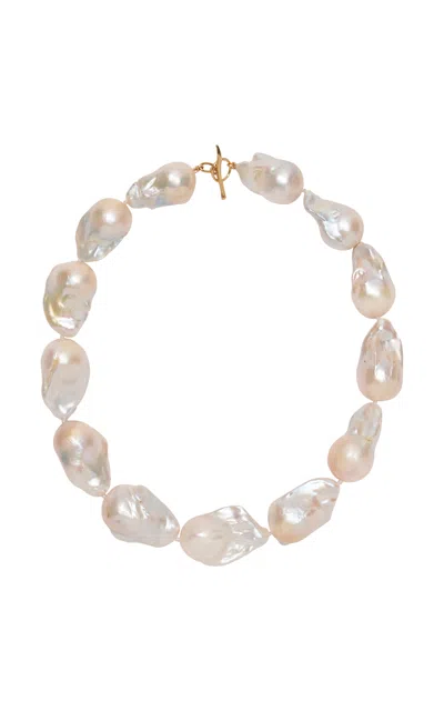 Lizzie Fortunato Extra Large White Baroque Pearl & 14k Gold Necklace