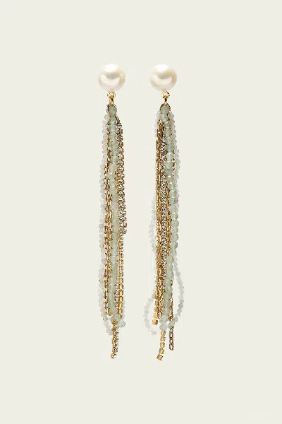 Lizzie Fortunato Falling Stars Earrings In Pearl In Gold