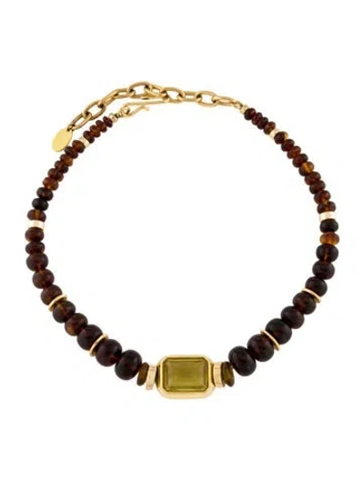 Pre-owned Lizzie Fortunato Glass & Beaded Goddess Collar Necklace, 19.5" In Multi