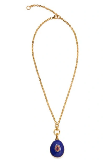 Lizzie Fortunato Glass Drift Pendant Necklace In Blue