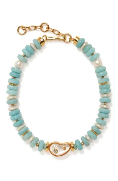 Lizzie Fortunato Goddess Beaded Collar Necklace In Aqua