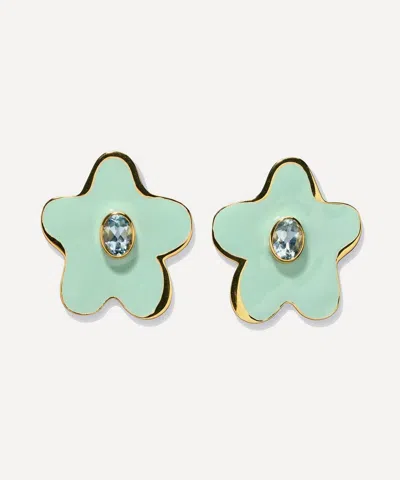 Lizzie Fortunato Gold-plated Camilo Topaz Stud Earrings In Green