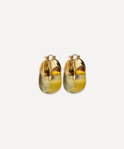 Lizzie Fortunato Gold-plated Mini Organic Hoop Earrings In Green
