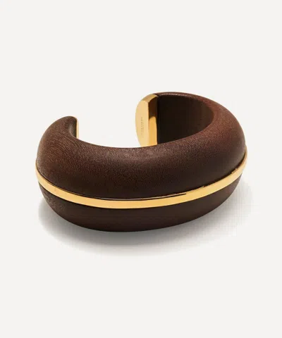 Lizzie Fortunato Gold-plated Halo Cuff In Acacia Wood In Brown