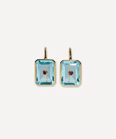 Lizzie Fortunato Gold-plated Tile Drop Earrings In Blue
