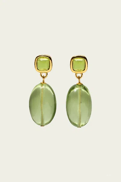 Lizzie Fortunato Verdant Gold-plated Glass And Quartz Earrings In Green