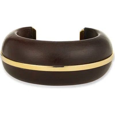 Lizzie Fortunato Halo Acacia Wood Cuff In Brown