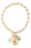 Lizzie Fortunato Helios Sea Charm Pendant Necklace In Gold Multi