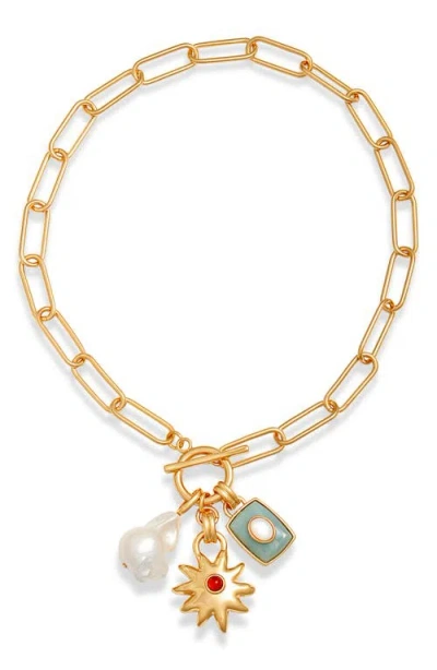 Lizzie Fortunato Helios Sea Charm Pendant Necklace In Gold Multi