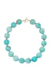Lizzie Fortunato Jumbo Amazonite; Pink Sapphire & 14k Gold Necklace In Blue