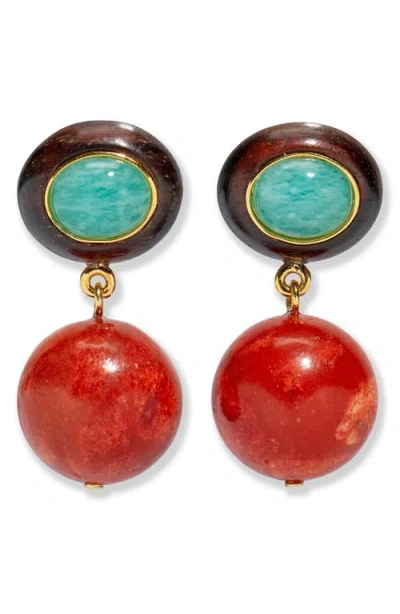 Lizzie Fortunato Laurel Semiprecious Stone Drop Earrings In Neutral