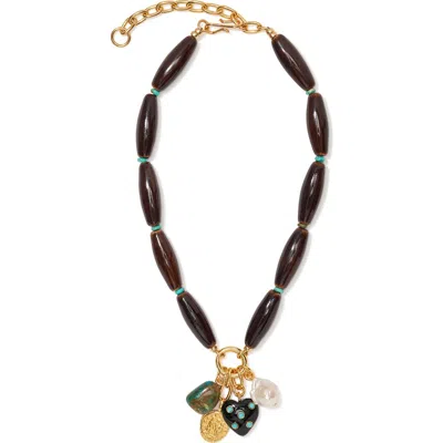 Lizzie Fortunato Marilla Beaded Charm Necklace In Multi