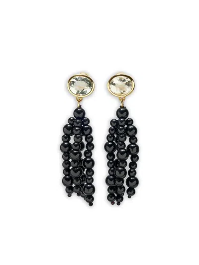 Lizzie Fortunato Midnight Masquerade Drop Earrings In Black