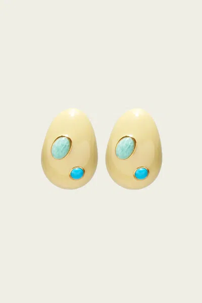 Lizzie Fortunato Mini Arp Earrings In Studded Cream In Gold