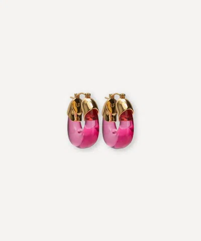 Lizzie Fortunato Mini Gold-plated Organic Hoop Earrings In Pink