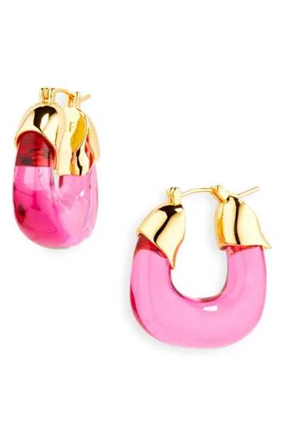 Lizzie Fortunato Mini Organic Hoop Earrings In Pink