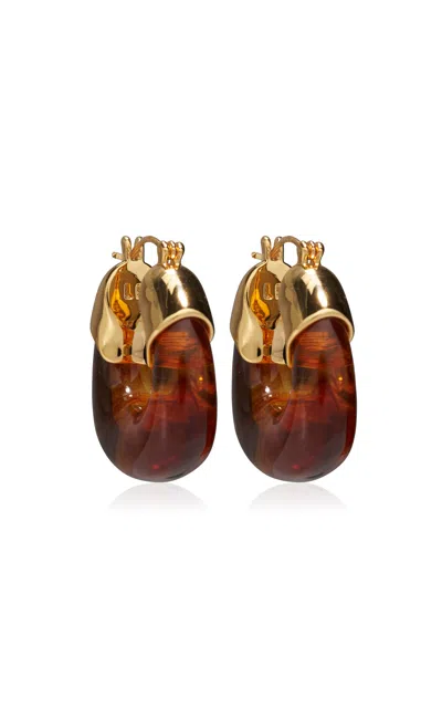 Lizzie Fortunato Mini Organic Hoops In Tortoise In Metallic