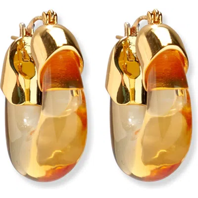 Lizzie Fortunato Mini Resin Hoop Earrings In Gold