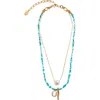 Lizzie Fortunato Miyako Freshwater Pearl & Semiprecious Stone Layered Necklace In Blue Multi