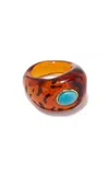 Lizzie Fortunato Monument Ring In Leopard In Brown