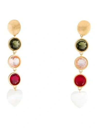 Pre-owned Lizzie Fortunato Mother Of Pearl & Crystal Drop Earrings