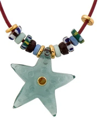 Pre-owned Lizzie Fortunato Multi-stone Starfish Charm Rope Necklace, 46"