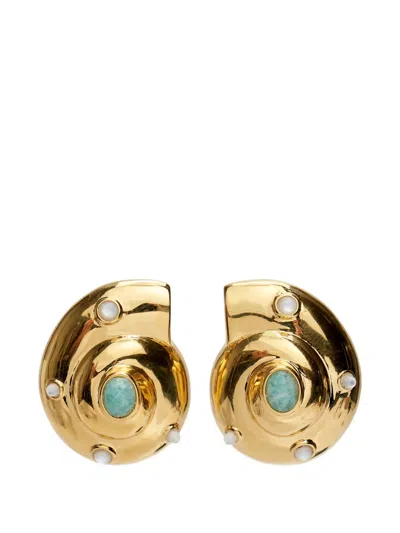 Lizzie Fortunato Nautilus Gold-plated Amazonite And Mother-of-pearl Earrings