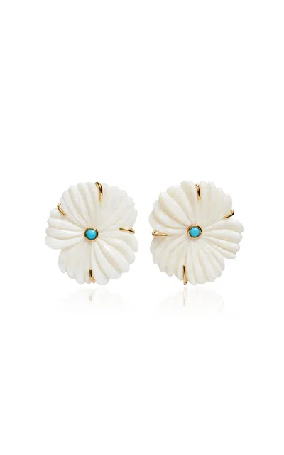 Lizzie Fortunato New Blossom Studs In Pearl In White