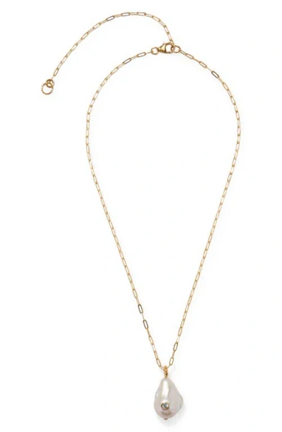 Lizzie Fortunato Oasis Baroque Pearl Pendant Necklace In Gold