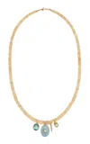 Lizzie Fortunato Opal & Green Topaz; Aquamarine & Lemon Quartz 14k Gold Charm Necklace In Multi