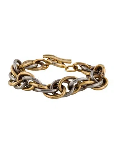 Pre-owned Lizzie Fortunato Panorama Two-tone Oval-link Chain Bracelet, 6.25" In Multi
