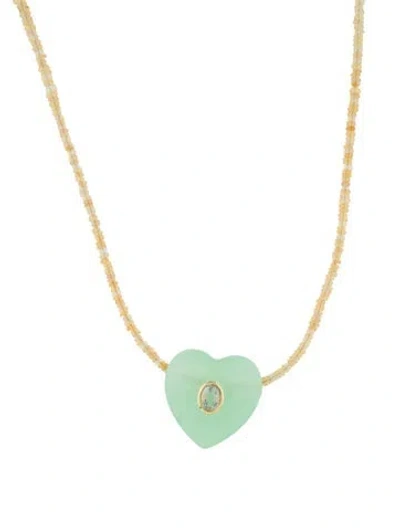 Pre-owned Lizzie Fortunato Pearl & Beads Heart Pendant Necklace, 19.25" In Multi