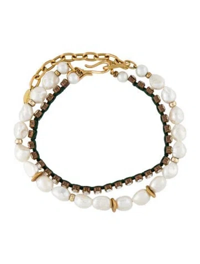 Pre-owned Lizzie Fortunato Pearl & Crystal Lagoon Ii Multi-strand Necklace, 17.5"