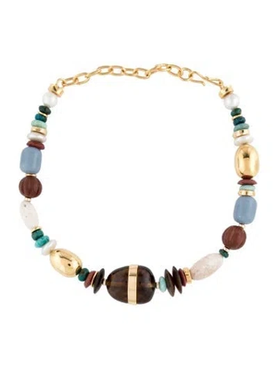 Pre-owned Lizzie Fortunato Pearl & Multistone Kona Collar Necklace, 20.5"