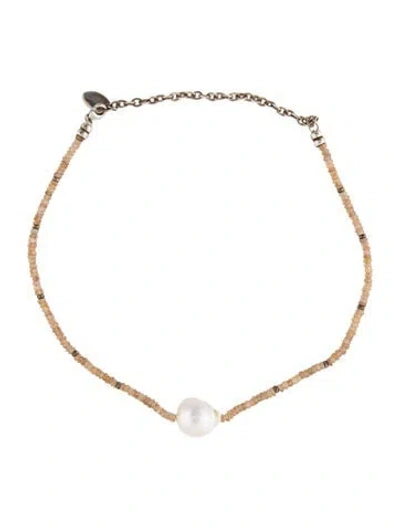 Pre-owned Lizzie Fortunato Pearl & Zircon Station Bead Strand Necklace, 17.75" In Multi