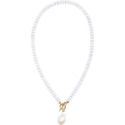 Lizzie Fortunato Pearl Isle Beaded Toggle Necklace In White