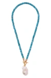 LIZZIE FORTUNATO PEARL ISLE BEADED TOGGLE NECKLACE