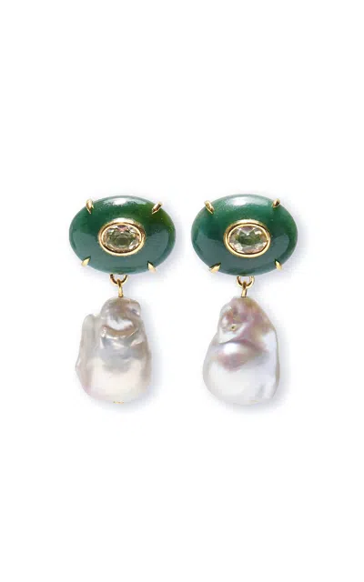 Lizzie Fortunato Plaza Pearl Earrings In Green