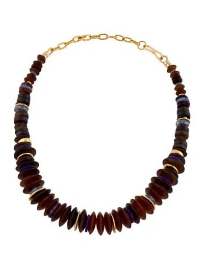 Pre-owned Lizzie Fortunato Resin Amaranth Multi-stone Necklace, 21.75"