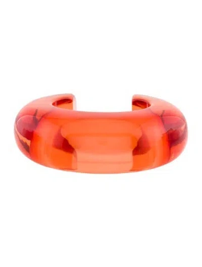 Pre-owned Lizzie Fortunato Resin Arc Cuff Bracelet, 6.5" In Pink