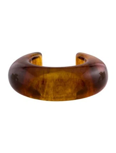 Pre-owned Lizzie Fortunato Resin Arc Cuff Bracelet, 6.75" In Brown
