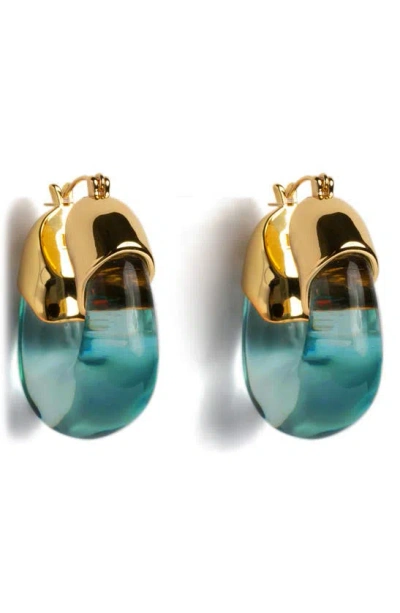 Lizzie Fortunato Resin Huggie Hoop Earrings In Turquoise