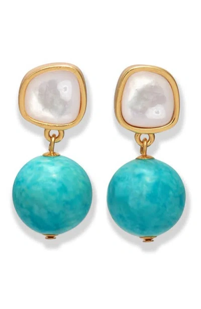 Lizzie Fortunato Rio Mother-of-pearl & Amazonite Drop Earrings In Blue
